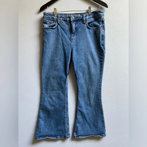 Free People mid rise  cropped straight leg flare jeans Sz 30 - Picture 1 of 9